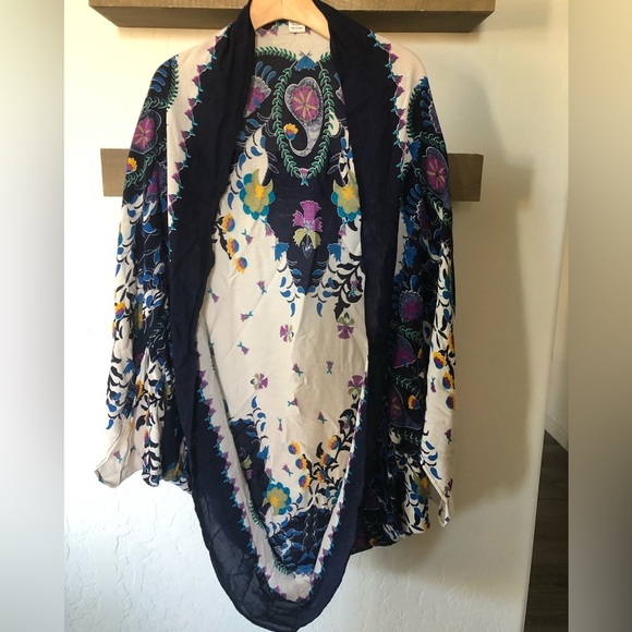 Rachel Zoe|Bohemian Abstract floral print white kimono wrap,one size•••Rayon - Picture 6 of 8